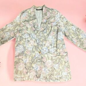 * Craig clothing co large women floral blazer linen blend pockets tan pink